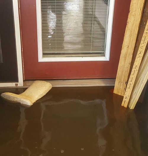 Julie Matherne's boot near the front door.